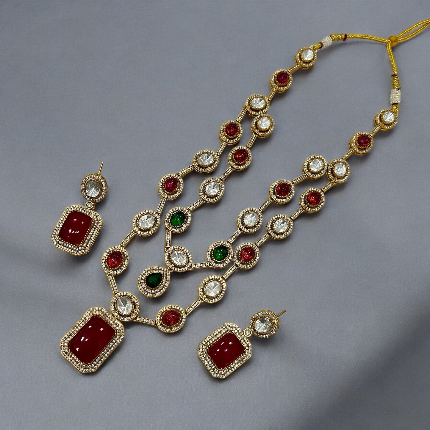 Double Line Necklace Set in Brass | Mercy Jewels