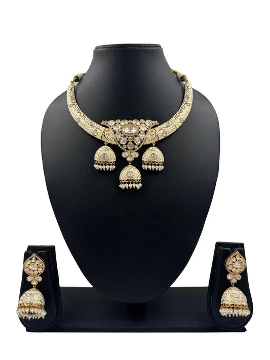 Meenakari Hasli Necklace & Jhumki Earrings – Artistic Traditional Jewelry by Mercy Jewels