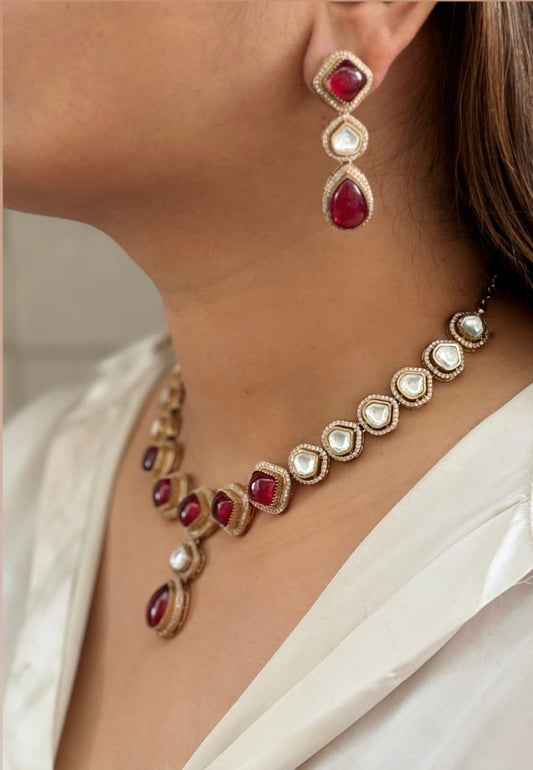 Doublet Polki Set with Earrings in Brass – Timeless Traditional Beauty by Mercy Jewels
