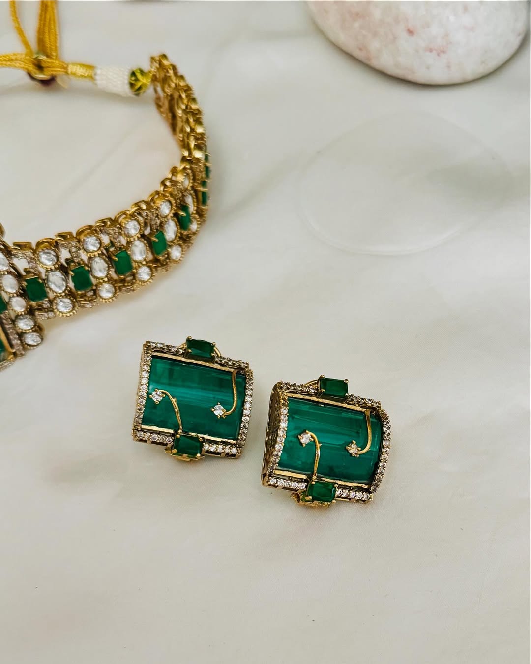 Moissanite Polki Kundan Choker & Earrings – Elegant Bridal Jewelry by Mercy Jewels