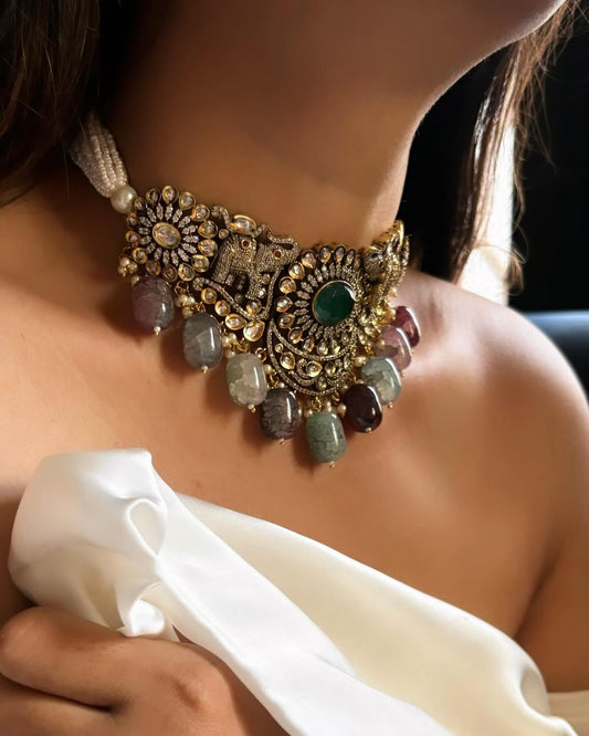 Emerald Green Elephant Choker – Unique Traditional Jewelry by Mercy Jewels