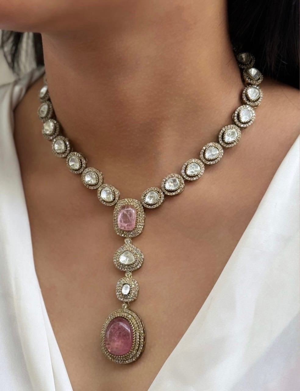 Long Polki Necklace – Elegant Traditional Design by Mercy Jewels