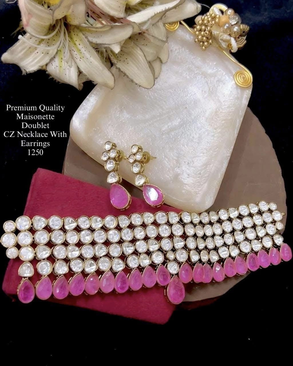 Choker Set Doublet Stone – Elegant Traditional Jewelry by Mercy Jewels