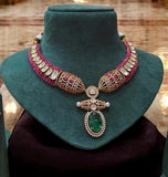 Luxury Ruby & Emerald Gold Necklace – Bridal Antique Kundan Choker