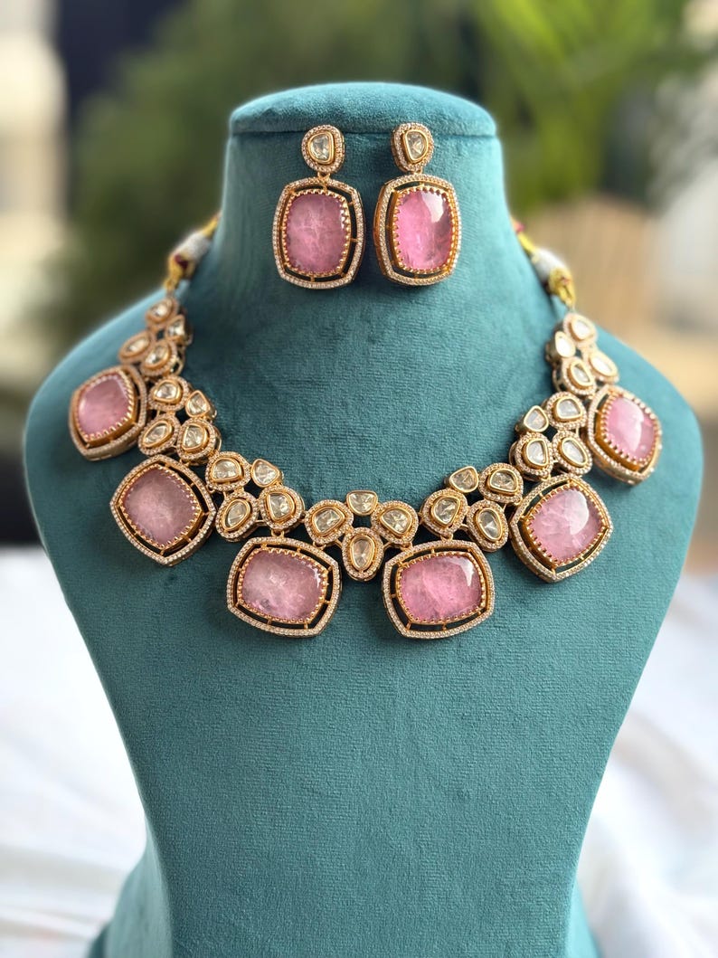 Victorian Doublet Polki Necklace in Brass – Royal Elegance with Timeless Craftsmanship