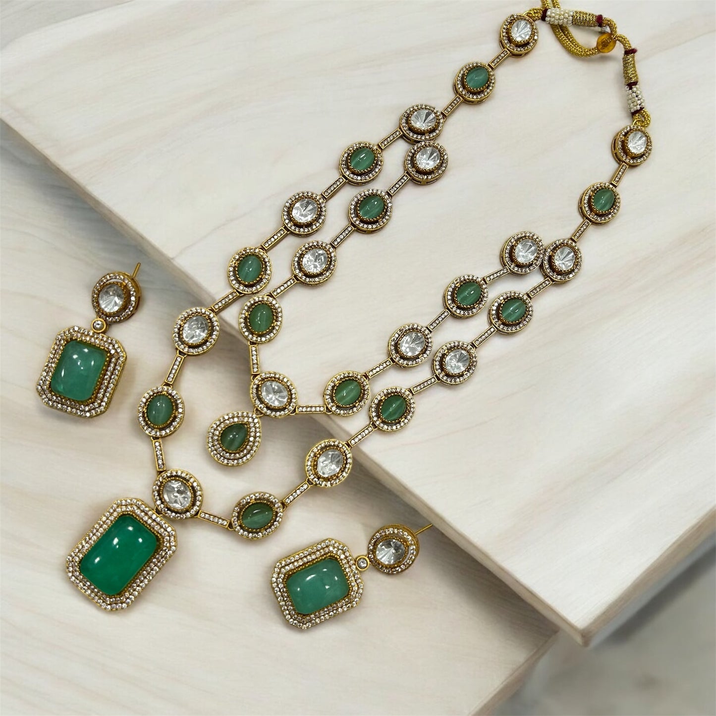 Double Line Necklace Set in Brass | Mercy Jewels