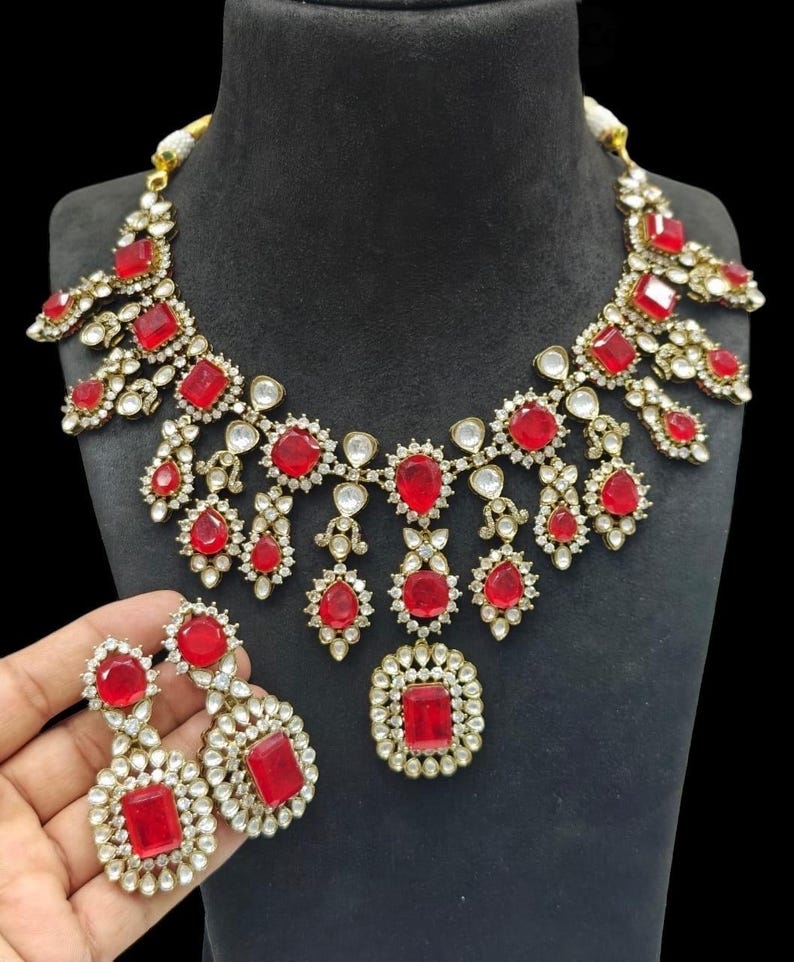 Doublet Polki Bridal Necklace Set – Elegant Wedding Jewelry by Mercy Jewels