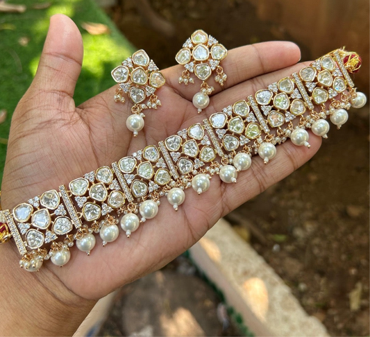 Polki Choker in Brass – Elegant Traditional Jewelry by Mercy Jewels