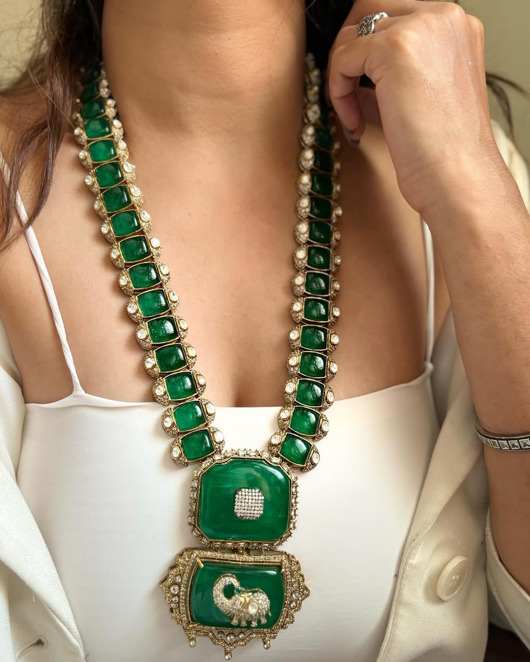 Moissanite Polki Long Bridal Ranihaar – Royal Elegance by Mercy Jewels