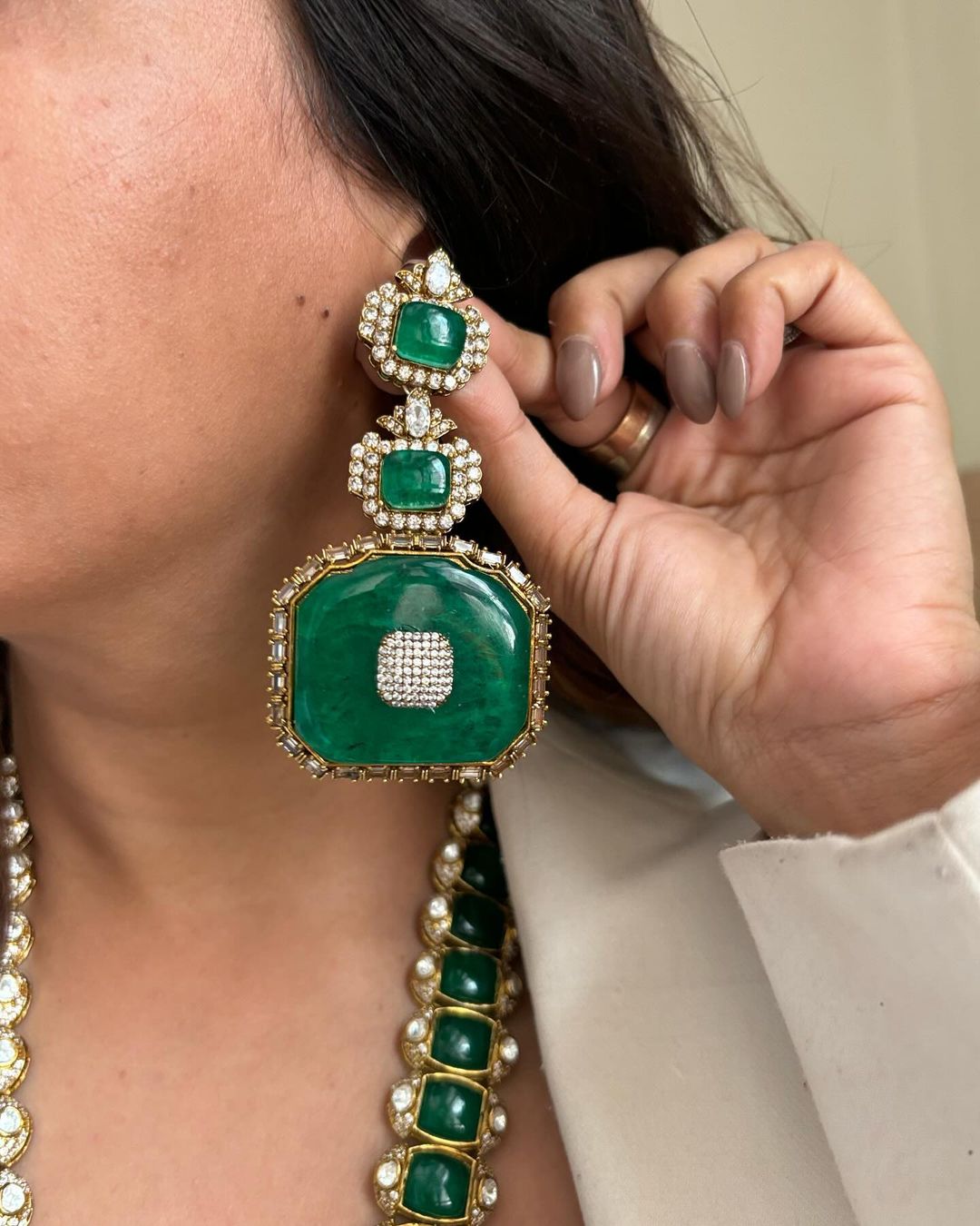Moissanite Polki Long Bridal Ranihaar – Royal Elegance by Mercy Jewels
