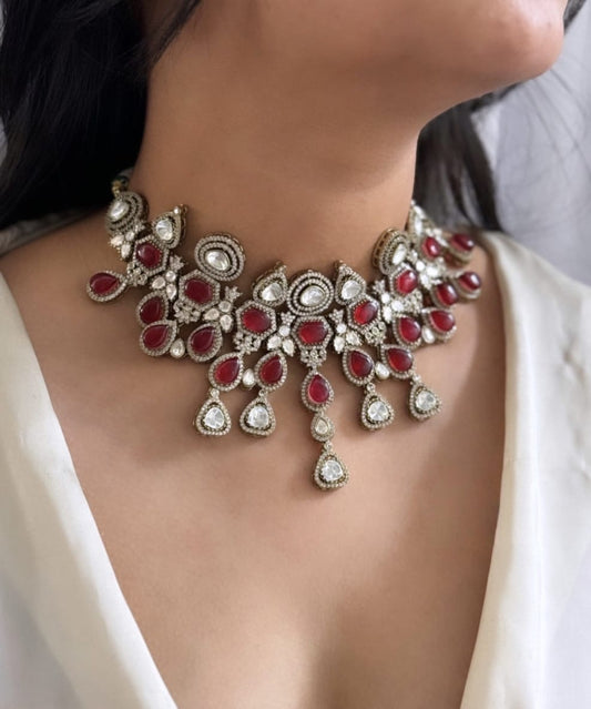Doublet Moissanite Polki Kundan Necklace Set – Luxe Bridal Jewelry by Mercy Jewels
