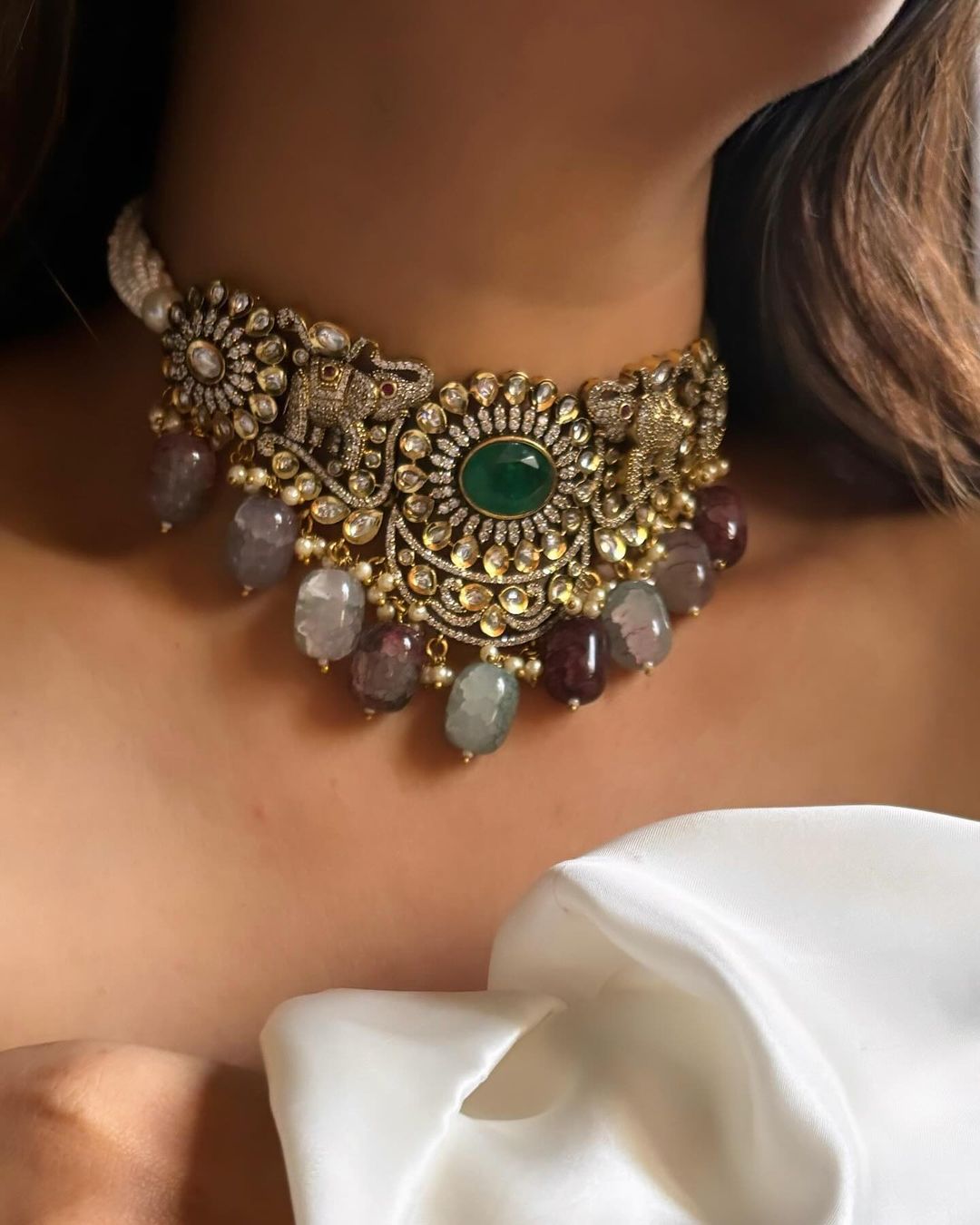 Emerald Green Elephant Choker – Unique Traditional Jewelry by Mercy Jewels