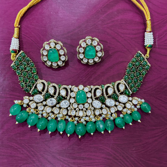 Premium Polki kundan Chokker with doublet stone in brass