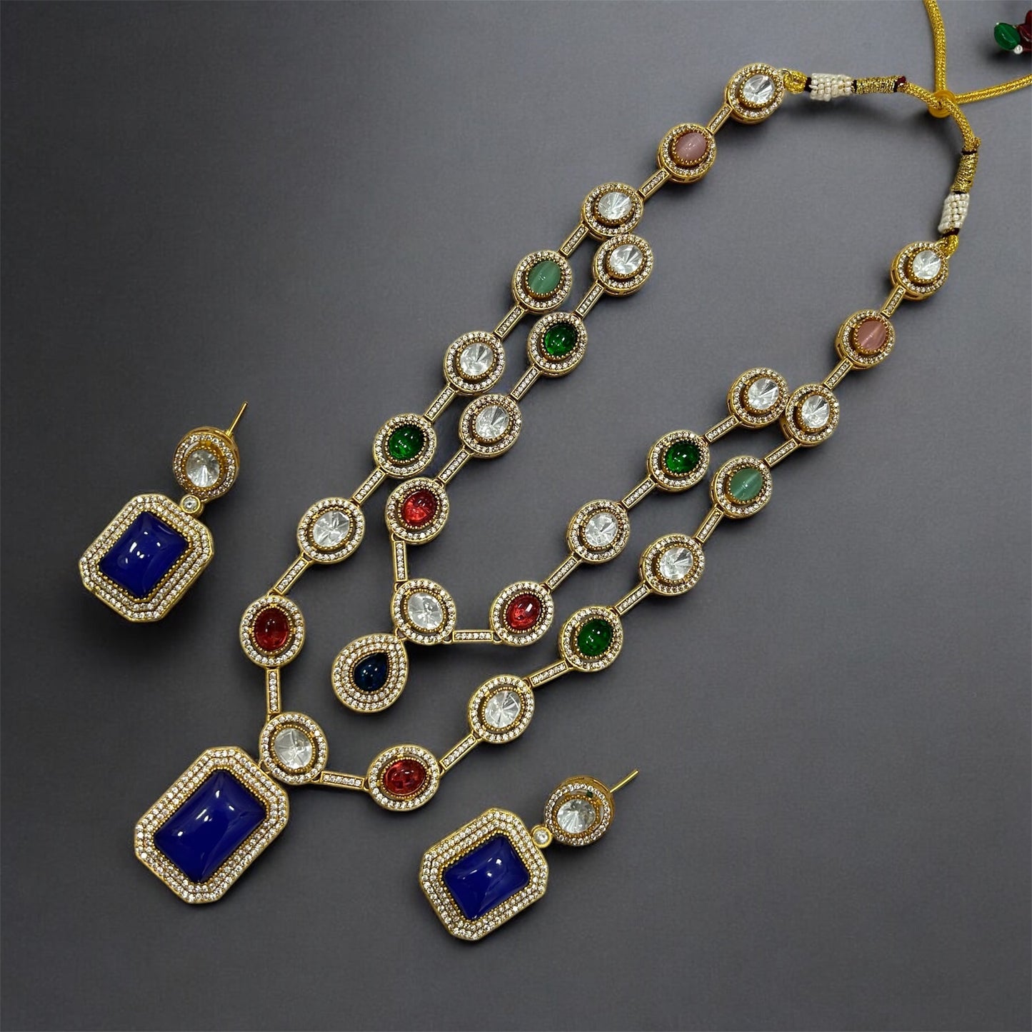 Double Line Necklace Set in Brass | Mercy Jewels