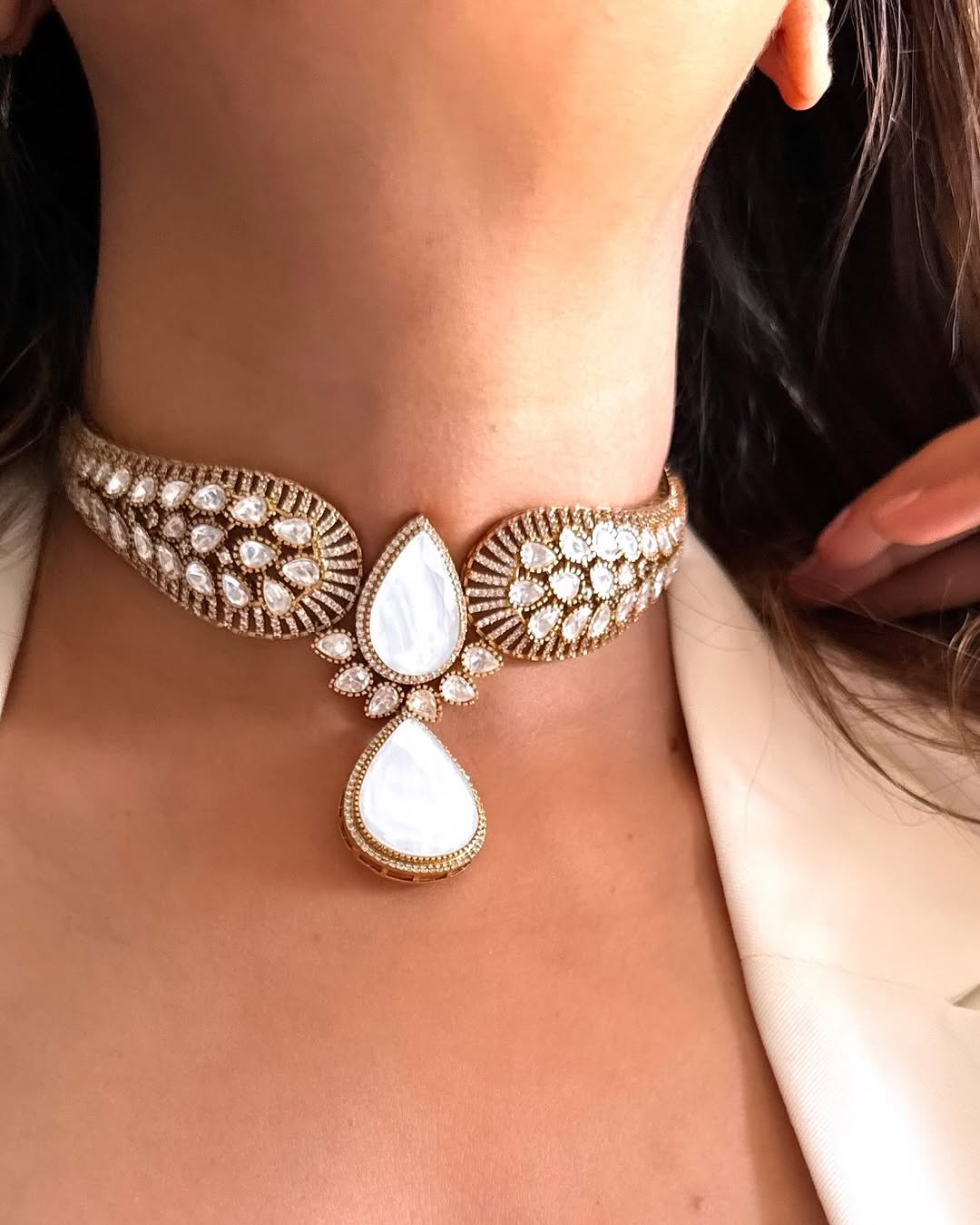 Polki Doublet Hasli Necklace & Earrings – Traditional Elegance by Mercy Jewels