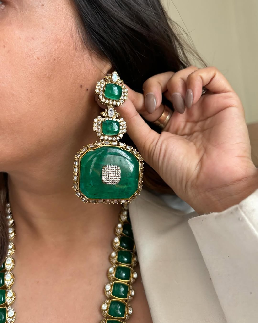 Moissanite Polki Long Bridal Ranihaar – Royal Elegance by Mercy Jewels