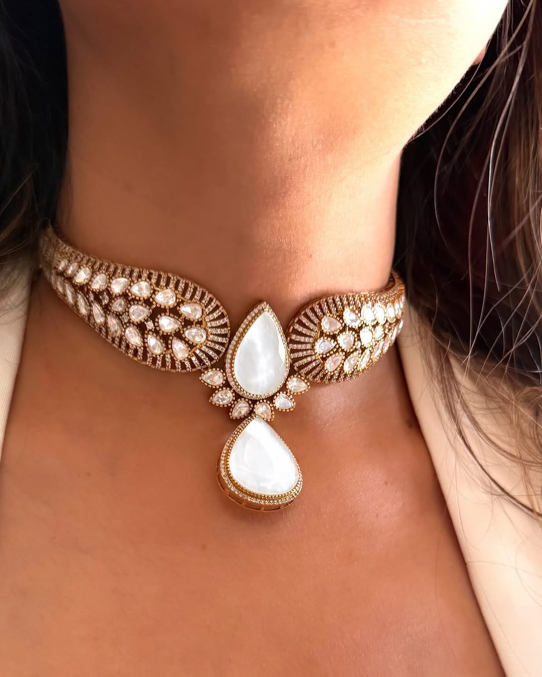 Polki Doublet Hasli Necklace & Earrings – Traditional Elegance by Mercy Jewels