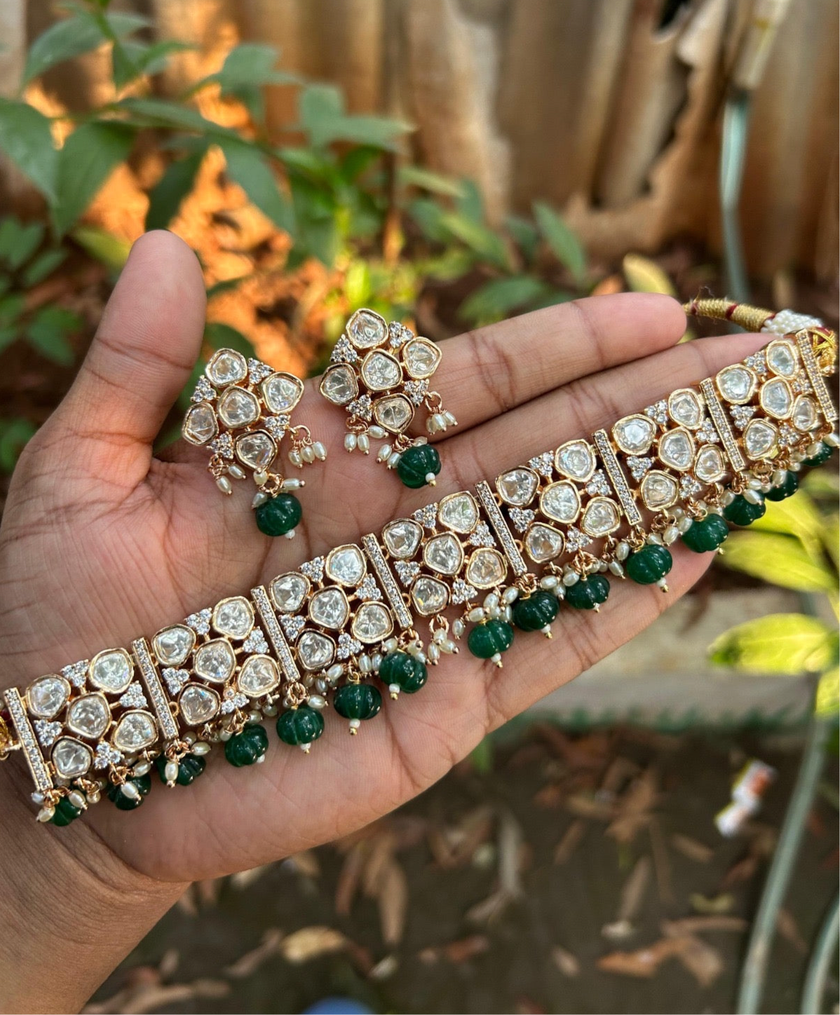 Polki Choker in Brass – Elegant Traditional Jewelry by Mercy Jewels