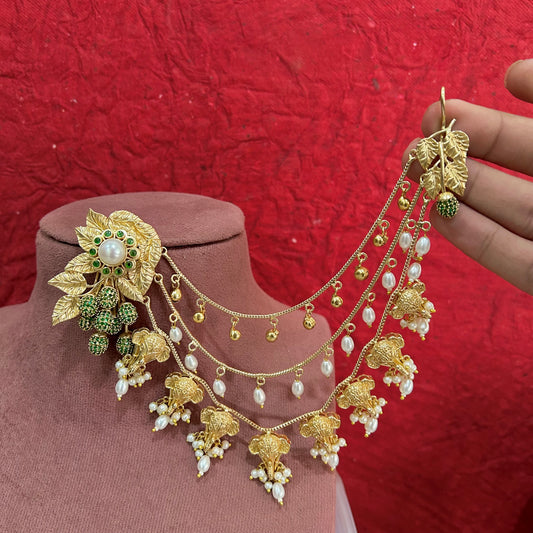 Mercy Jewels Gold platted kashmiri hair chain Earring