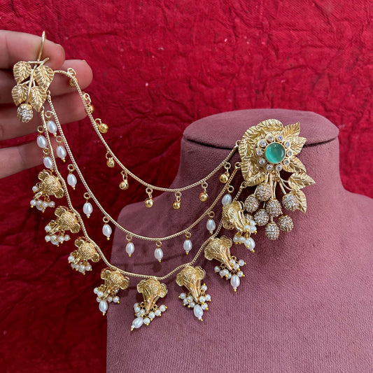 Mercy Jewels Gold platted kashmiri hair chain Earring