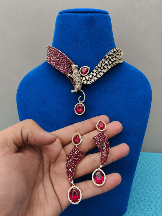 Designer Choker Set with Statement Earrings | Luxury Bridal Jewellery Set