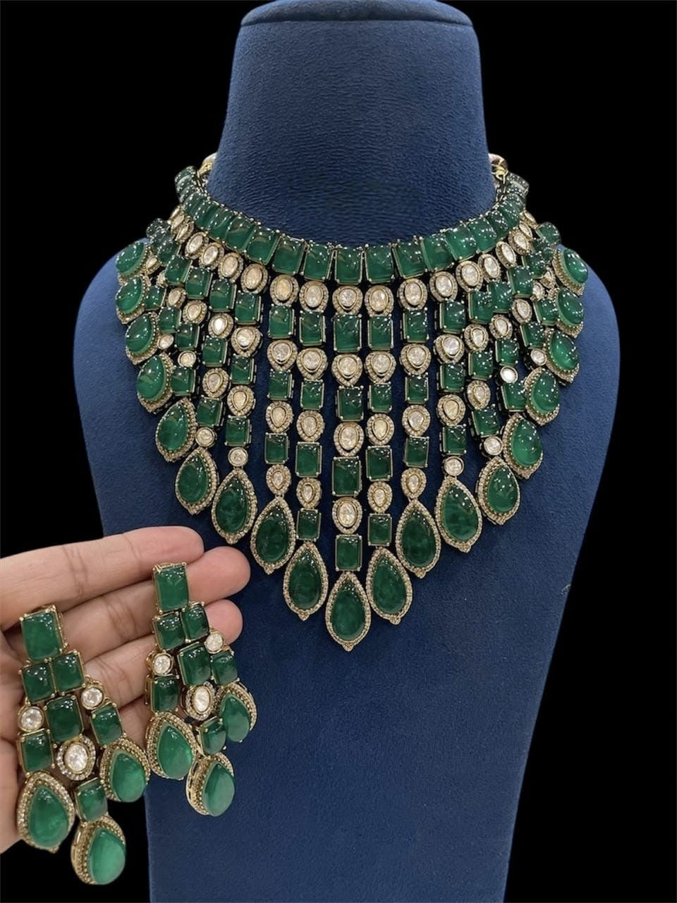 Mercy Jewels' Emerald Green Artificial Kundan Bridal Necklace