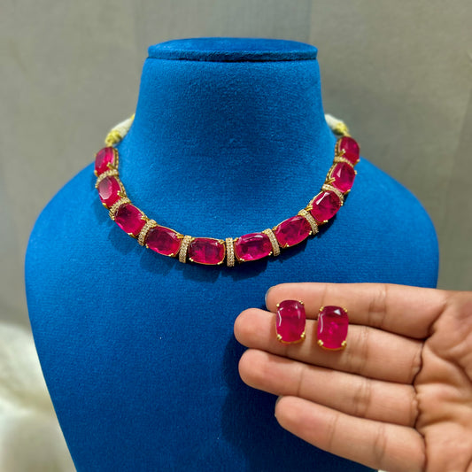 Doublet Chokker Necklace Set with Earrings | Traditional Jewelry