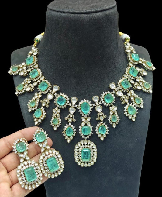 Doublet Polki Bridal Necklace Set – Elegant Wedding Jewelry by Mercy Jewels