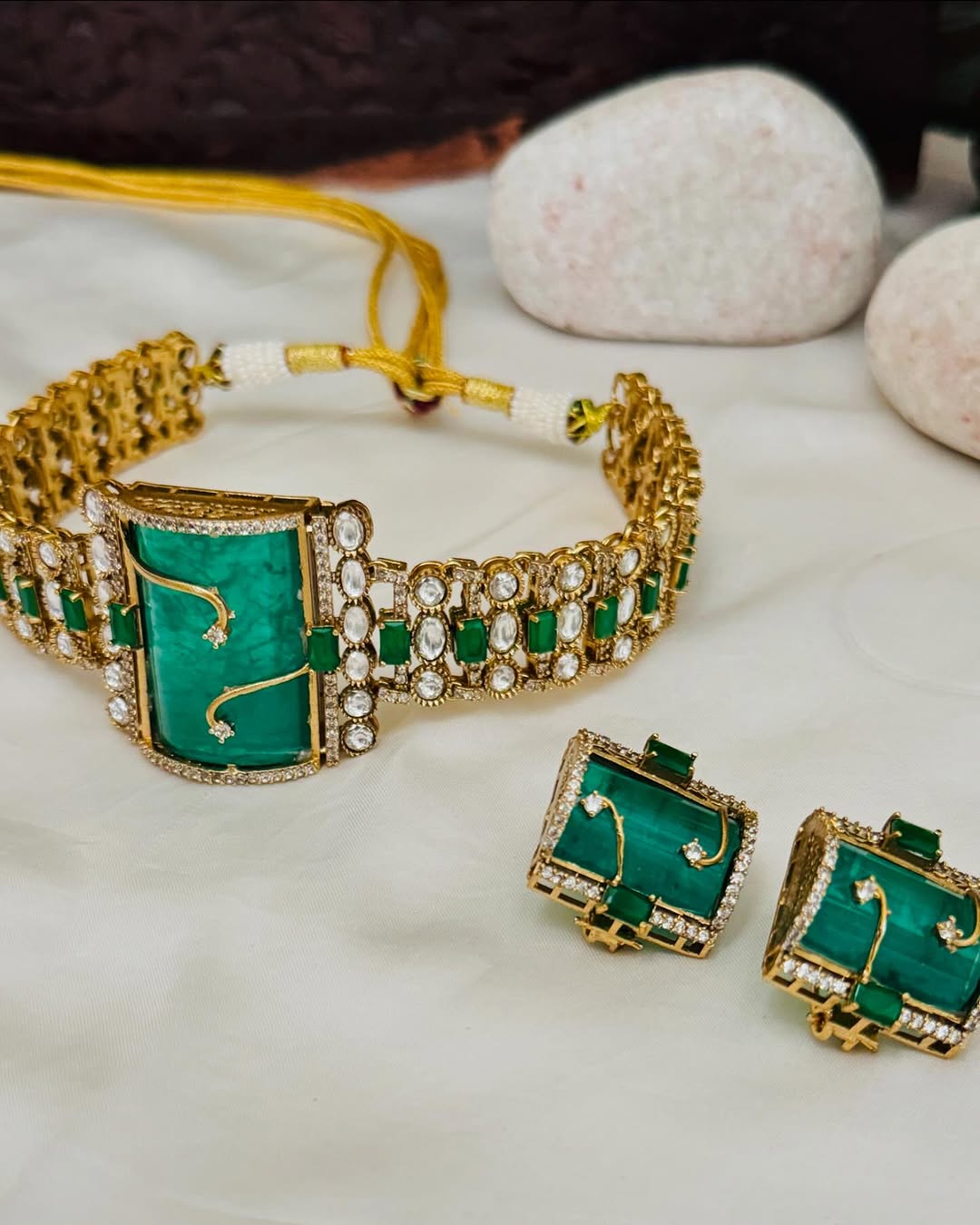 Moissanite Polki Kundan Choker & Earrings – Elegant Bridal Jewelry by Mercy Jewels