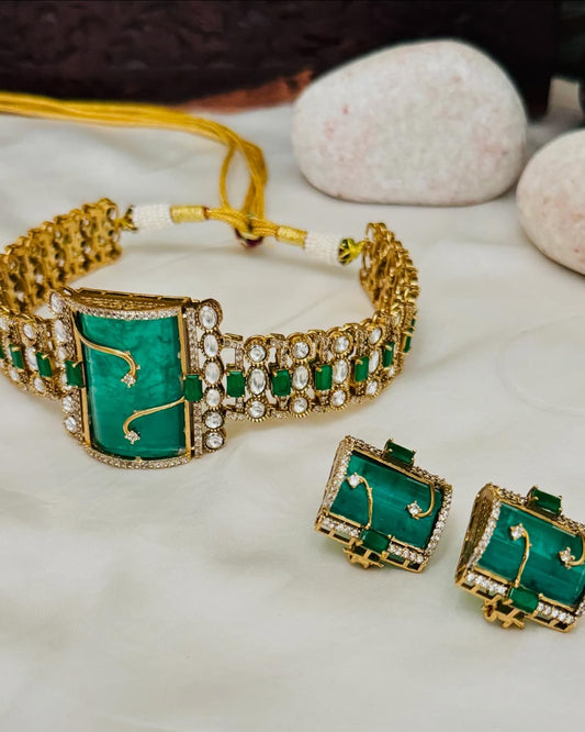 Moissanite Polki Kundan Choker & Earrings – Elegant Bridal Jewelry by Mercy Jewels