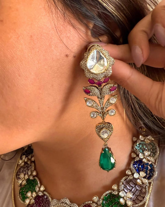 Polki Moissanite Hasli & Big Earrings – Grand Bridal Jewelry by Mercy Jewels