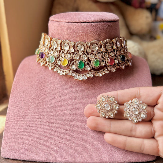 Multicolor Kundan Necklace Set – Vibrant Elegance by Mercy Jewels