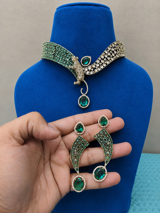 Designer Choker Set with Statement Earrings | Luxury Bridal Jewellery Set