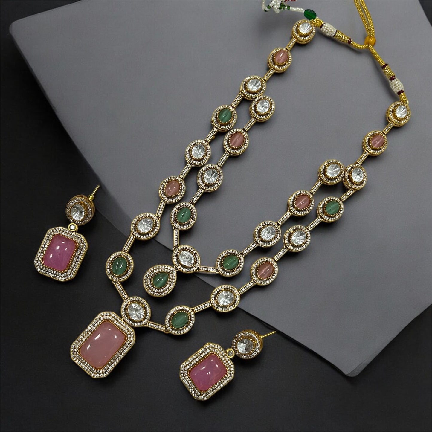Double Line Necklace Set in Brass | Mercy Jewels