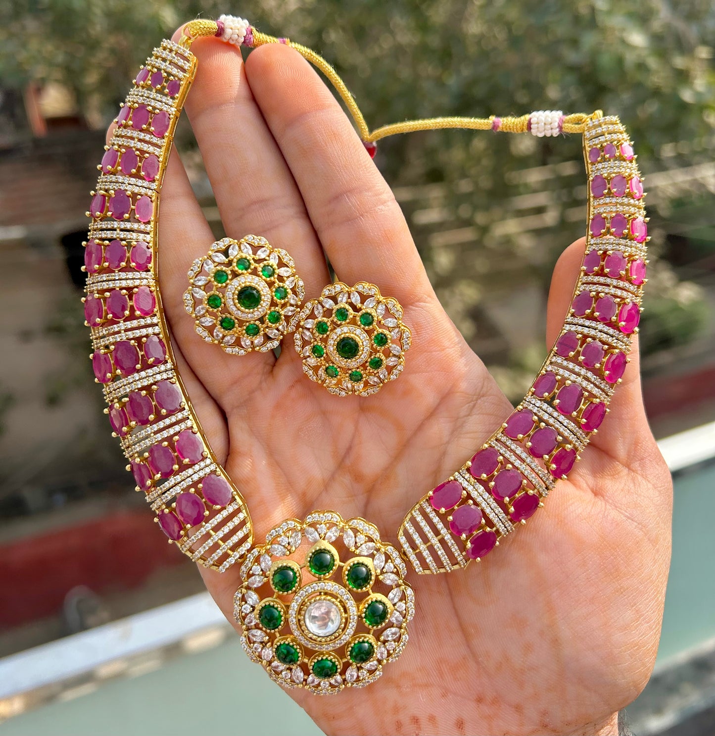 Traditional Polki Hasli Necklace Set for Brides | Mercy Jewel
