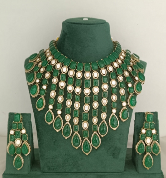 Mercy Jewels' Emerald Green Artificial Kundan Bridal Necklace