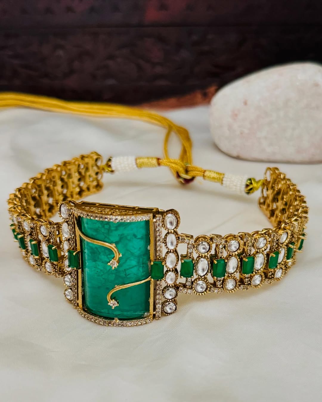 Moissanite Polki Kundan Choker & Earrings – Elegant Bridal Jewelry by Mercy Jewels