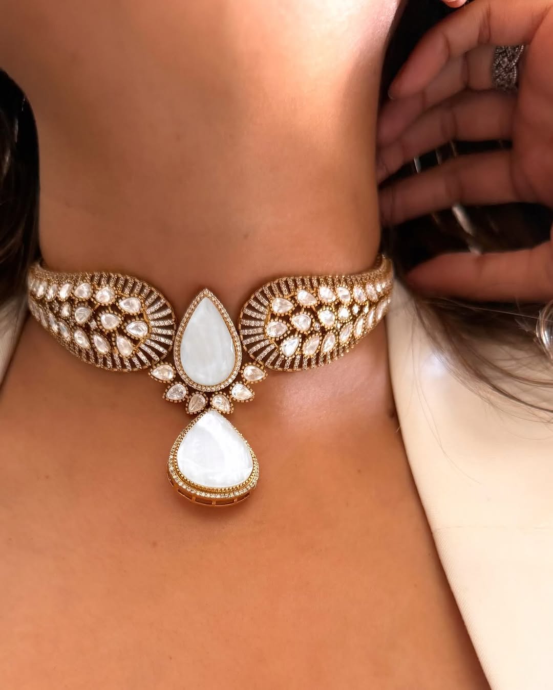 Polki Doublet Hasli Necklace & Earrings – Traditional Elegance by Mercy Jewels