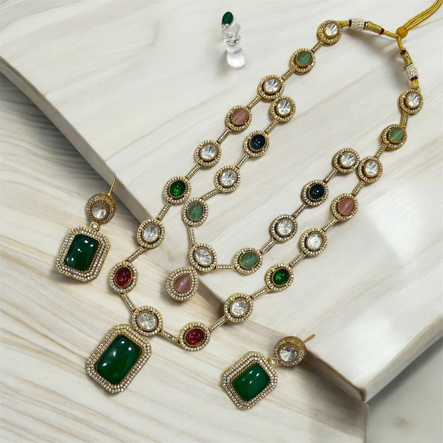 Double Line Necklace Set in Brass | Mercy Jewels