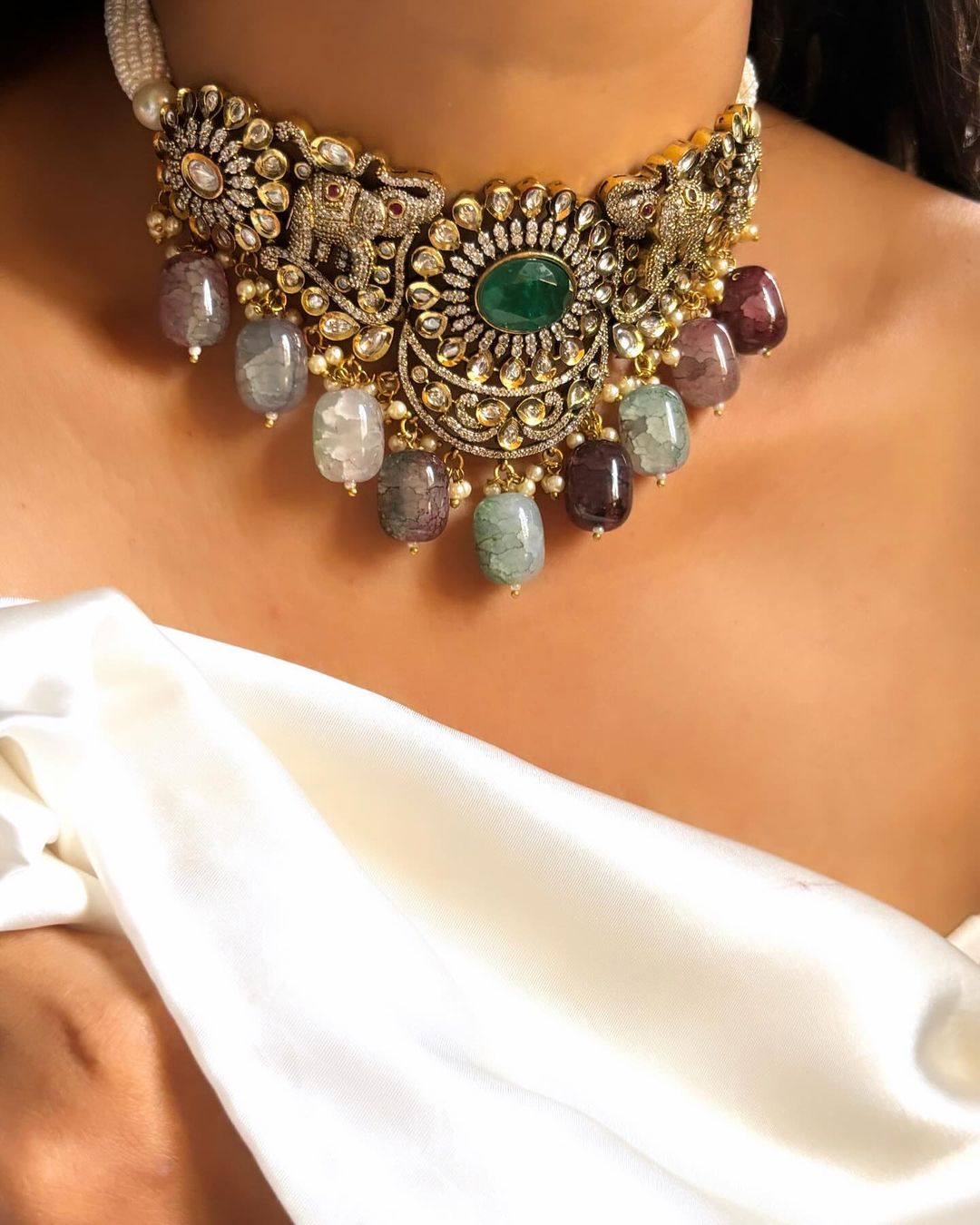 Emerald Green Elephant Choker – Unique Traditional Jewelry by Mercy Jewels