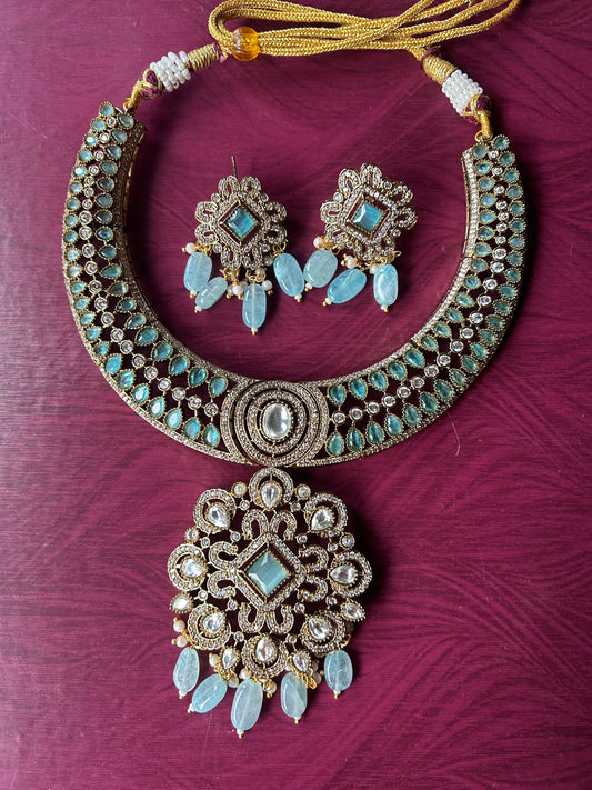 Royal Hasli Necklace Set with Earrings | Bridal Kundan Statement Jewellery India