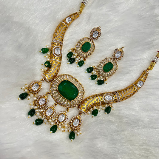 Doublet Stone Hasli Necklace & Earrings – Elegant Ethnic Jewelry by Mercy Jewels