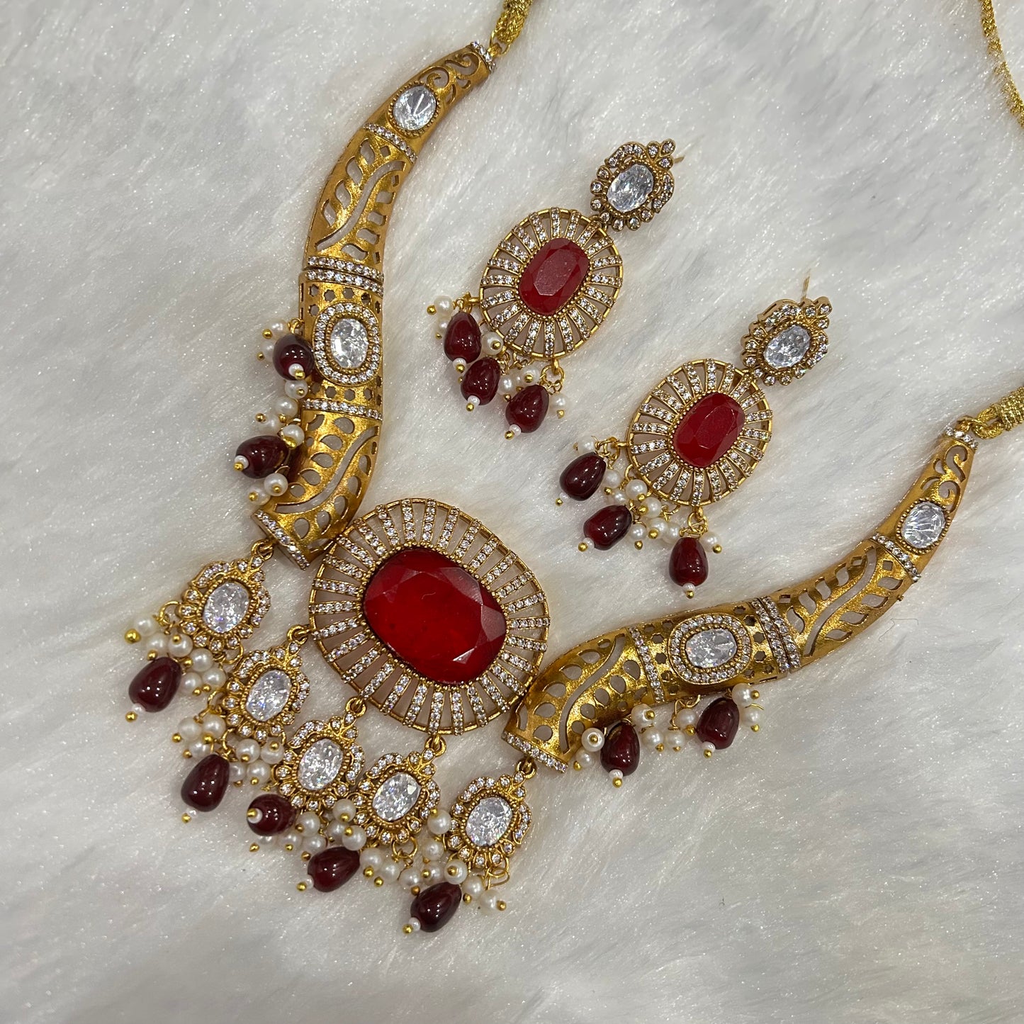 Doublet Stone Hasli Necklace & Earrings – Elegant Ethnic Jewelry by Mercy Jewels