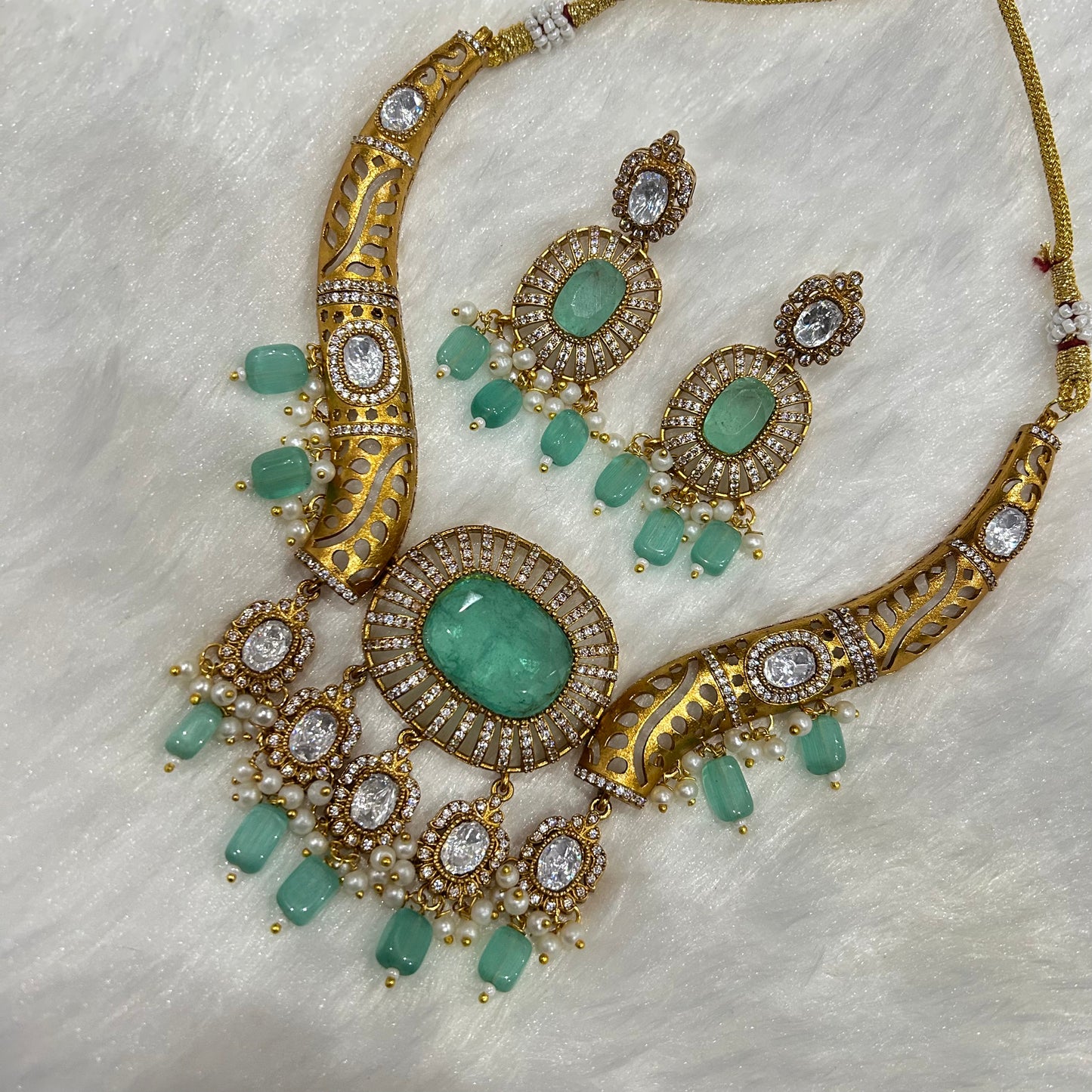 Doublet Stone Hasli Necklace & Earrings – Elegant Ethnic Jewelry by Mercy Jewels