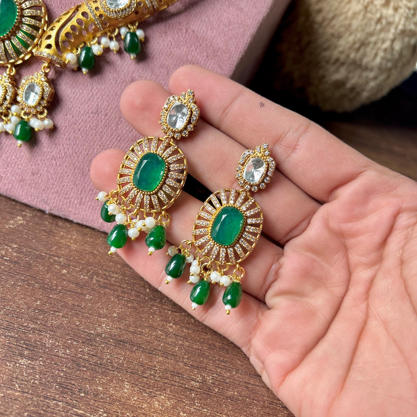 Doublet Stone Hasli Necklace & Earrings – Elegant Ethnic Jewelry by Mercy Jewels