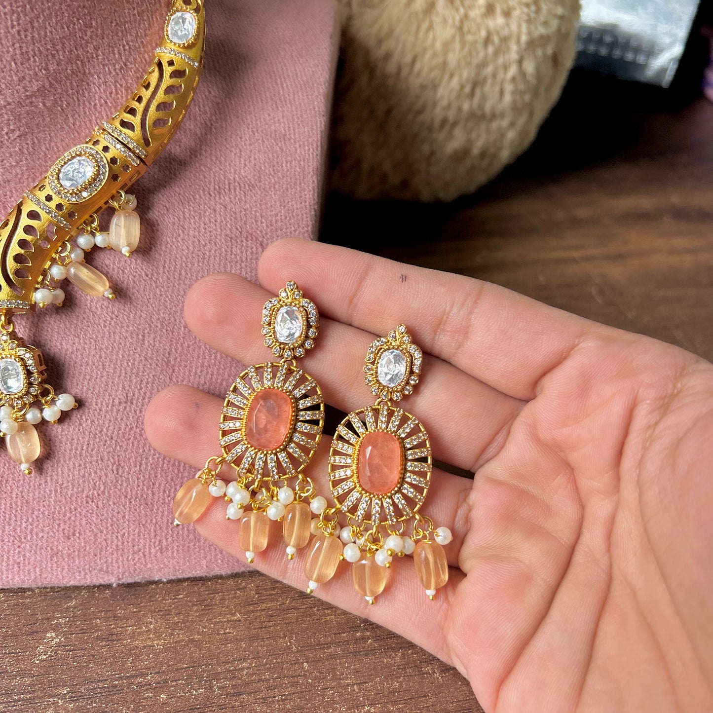 Doublet Stone Hasli Necklace & Earrings – Elegant Ethnic Jewelry by Mercy Jewels