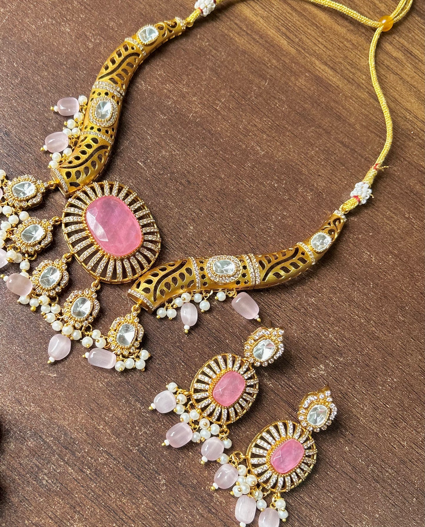 Doublet Stone Hasli Necklace & Earrings – Elegant Ethnic Jewelry by Mercy Jewels