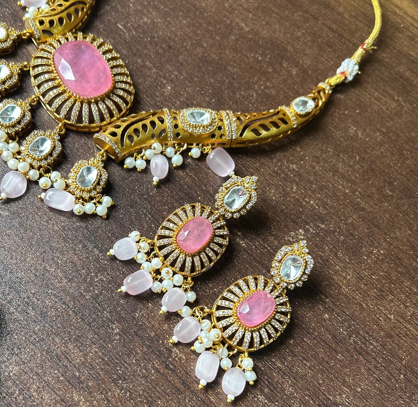Doublet Stone Hasli Necklace & Earrings – Elegant Ethnic Jewelry by Mercy Jewels
