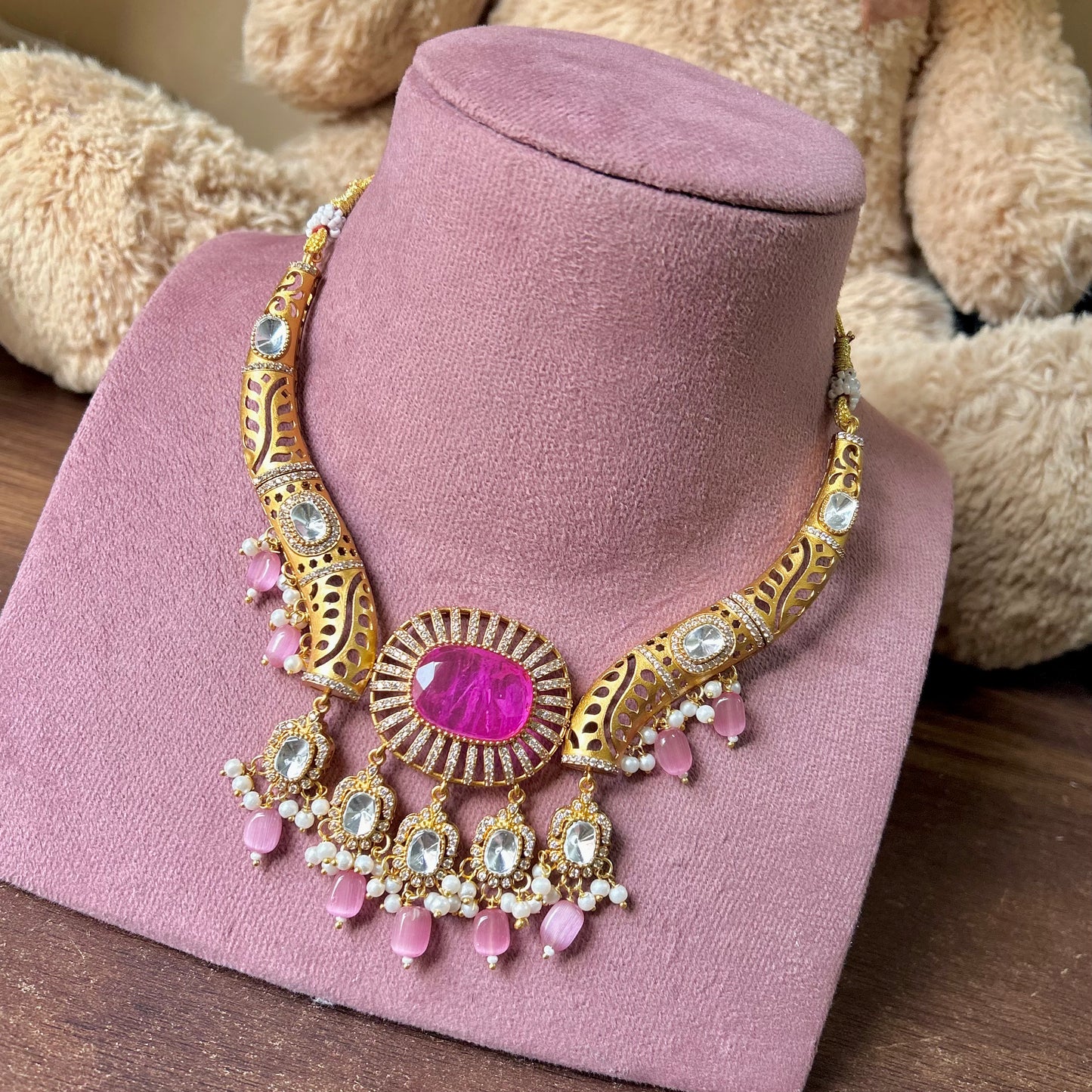 Doublet Stone Hasli Necklace & Earrings – Elegant Ethnic Jewelry by Mercy Jewels