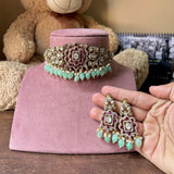 Polki Fluorite Beads Choker Set – Artistic Ethnic Elegance by Mercy Jewels